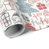 Old Style Scribble Santa Kerstmis Cadeaupapier (Rol Hoek)