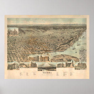 Old Tacoma WA Map (1890)  City of Destiny  Poster