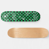 Old Tattoo Checkboard - Green & Black Skateboard (Horizontaal)