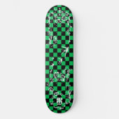 Old Tattoo Checkboard - Green & Black Skateboard (Voorkant)