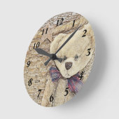 Old Teddy Bear Clock Ronde Klok (Hoek)