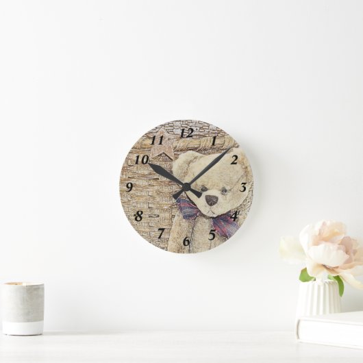 Old Teddy Bear Clock Ronde Klok (Huis)