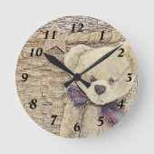 Old Teddy Bear Clock Ronde Klok (Voorkant)