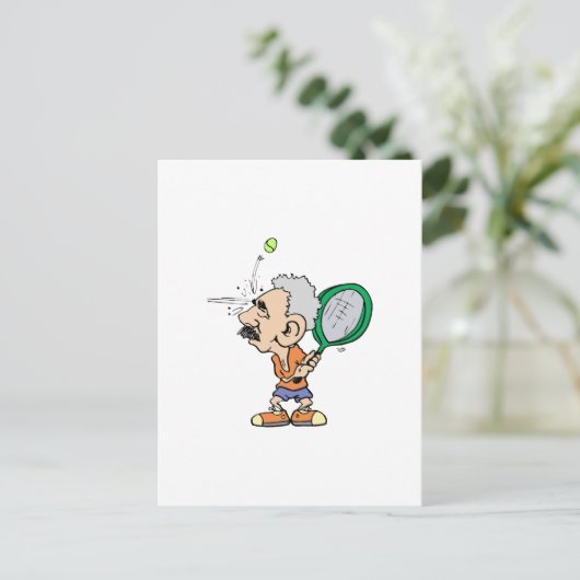 Old Tennis Player Briefkaart (Staand voorkant)