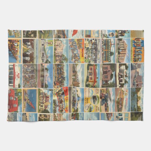 Old Texas Briefkaarten Kitchen Towels Theedoek (Horizontaal)