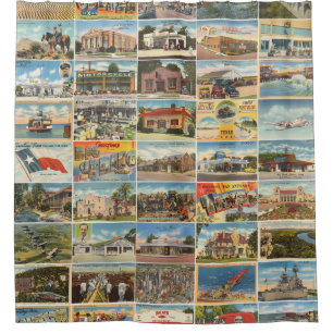 Old Texas Briefkaarten Shower Curtain Douchegordijn