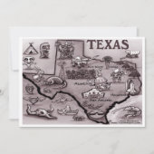 Old Texas Cartoon Map Uitnodiging (Voorkant)