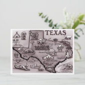Old Texas Cartoon Map Uitnodiging (Staand voorkant)