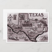 Old Texas Cartoon Map Uitnodiging (Voorkant / Achterkant)