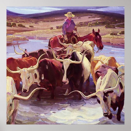 “Old Texas” door W Herbert Dunton Poster (Voorkant)