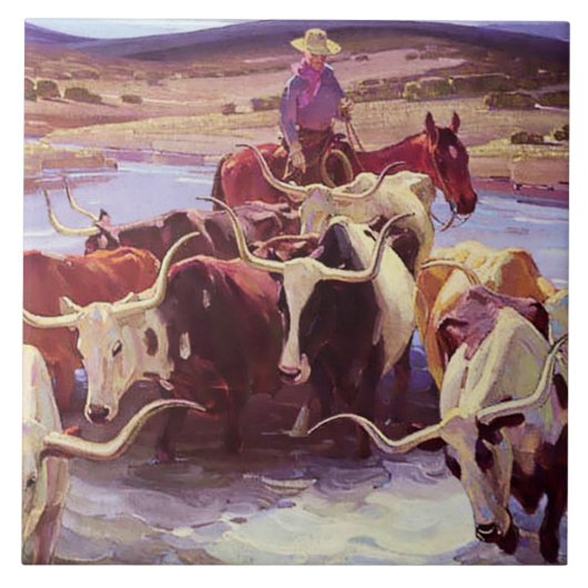 “Old Texas” door W Herbert Dunton Tegeltje (Voorkant)