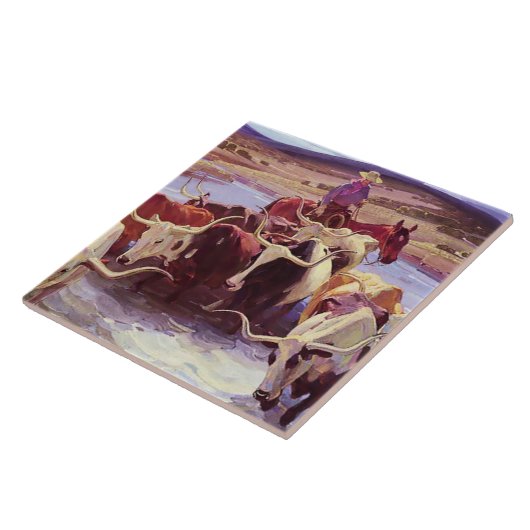 “Old Texas” door W Herbert Dunton Tegeltje (Zijkant)