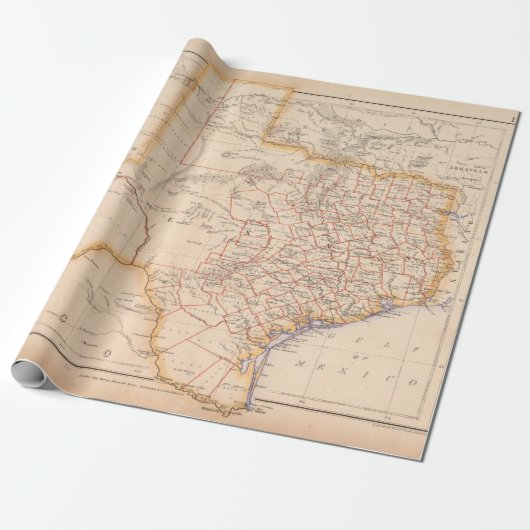 Old Texas Map (1857)  TX Lone Star State  Cadeaupapier (Uitgerold)