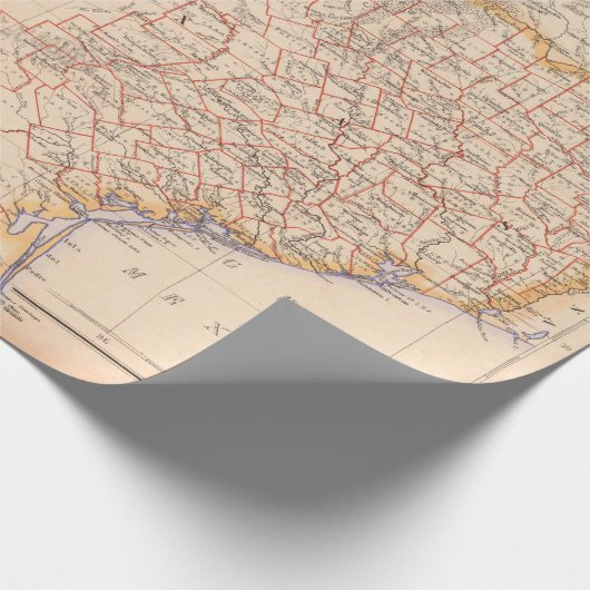 Old Texas Map (1857)  TX Lone Star State  Cadeaupapier (Hoek)