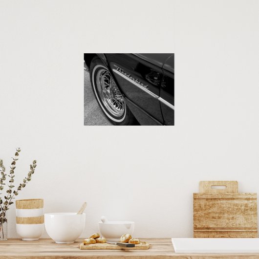 Old Thunderbird Black en White Poster (Keuken)