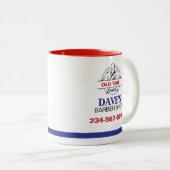 Old Time Barber Shop Tweekleurige Koffiemok (Voorkant rechts)