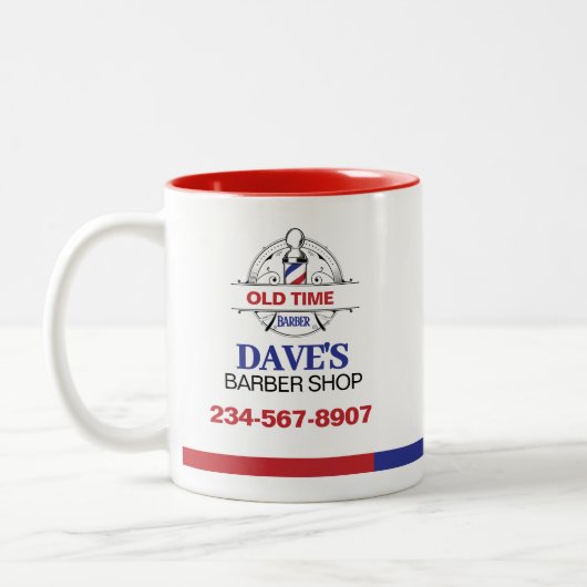 Old Time Barber Shop Tweekleurige Koffiemok (Links)