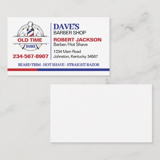Old Time Barber Shop Visitekaartje (Voorkant / Achterkant)