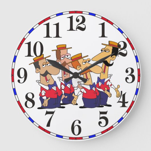 Old Time Barbershop Quartet Cartoon Clock Grote Klok (Voorkant)