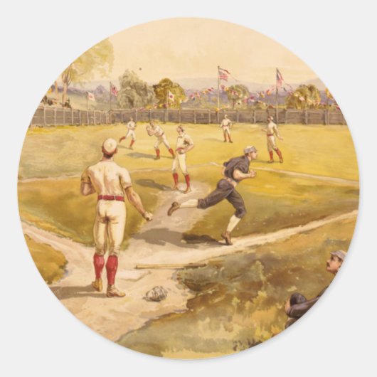 Old Time Base Ball Ronde Sticker (Voorkant)