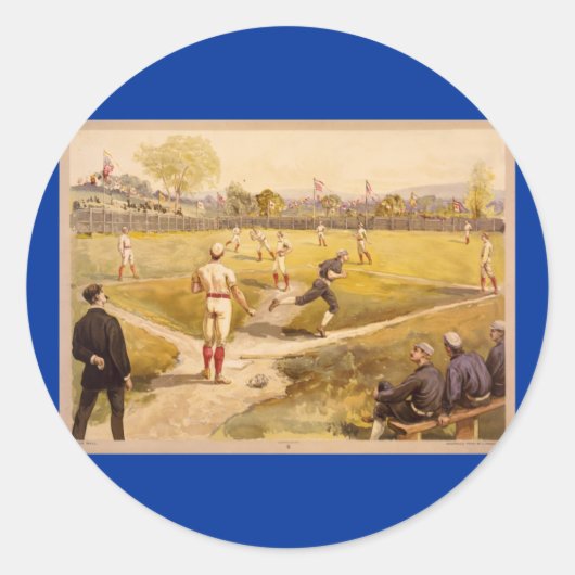 Old Time Base Ball Ronde Sticker (Voorkant)