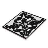 Old Time Classic: Black and White Flourish Tegeltje (Zijkant)
