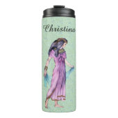 Old Time Egypt Lady Gouden Hoofddeksel Paarse Jurk Thermosbeker (Voorkant)