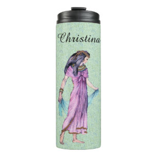 Old Time Egypt Lady Gouden Hoofddeksel Paarse Jurk Thermosbeker