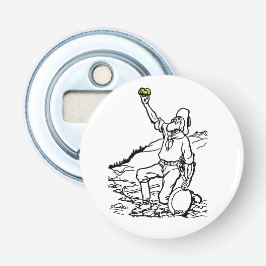 Old Time Gold Miner Prospector Button Flesopener (Voorkant)