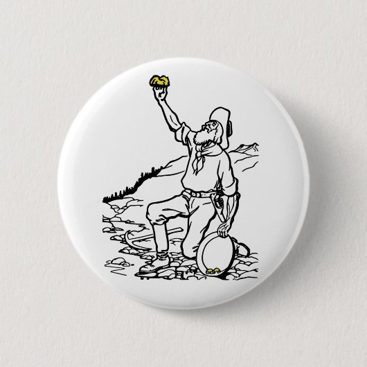 Old Time Gold Miner Prospector Ronde Button 5,7 Cm (Voorkant)