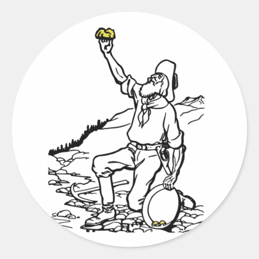 Old Time Gold Miner Prospector Ronde Sticker (Voorkant)