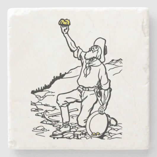 Old Time Gold Miner Prospector Stenen Onderzetter (Voorkant)