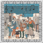 Old Time Group Carolers Musicians Street Corner Sticker (Voorkant)