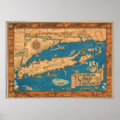 Old Time Long Island Map Poster (Voorkant)