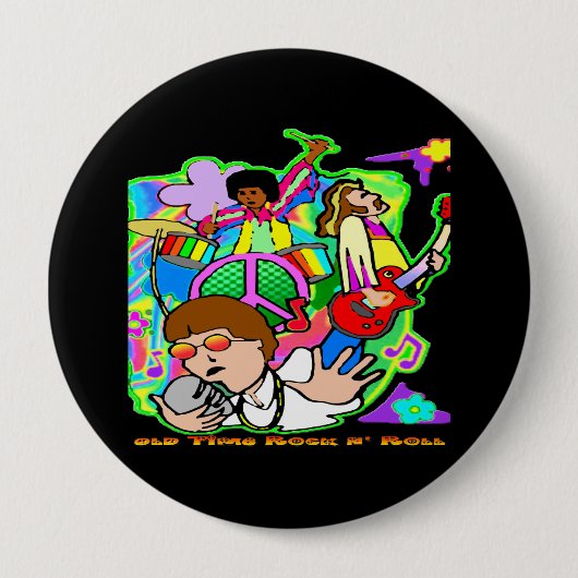 Old Time Rock N' Roll Ronde Button 4,0 Cm (Voorkant)