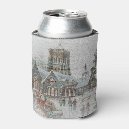 Old time Santa with children in front of a church  Blikjeskoeler (Blikje Voorkant)