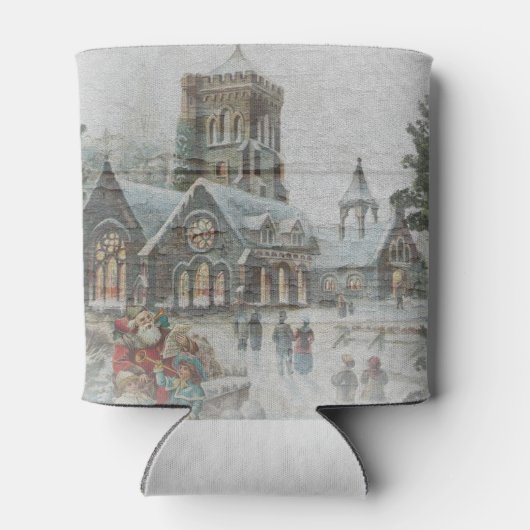 Old time Santa with children in front of a church  Blikjeskoeler (Achterkant)