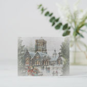Old time Santa with children in front of a church  Feestdagenkaart (Staand voorkant)