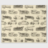 Old-timer Beige Brown Vintage Car Pattern Cadeaupapier (Vlak)