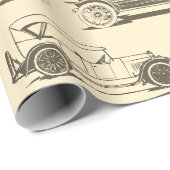 Old-timer Beige Brown Vintage Car Pattern Cadeaupapier (Rol Hoek)