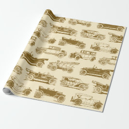 Old-timer Beige Gold Vintage Car Pattern Cadeaupapier