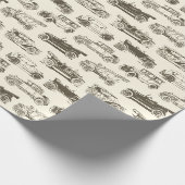 Old-timer Beige Gold Vintage Car Pattern Cadeaupapier (Hoek)