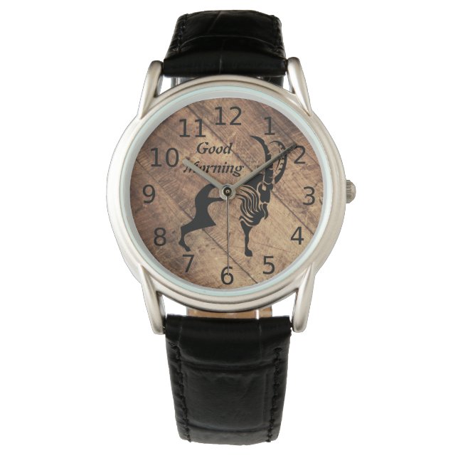 Old Timer Black Ram Silhouette Horloge (Voorkant)