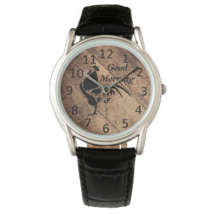 Old Timer Black Rooster Silhouette Horloge
