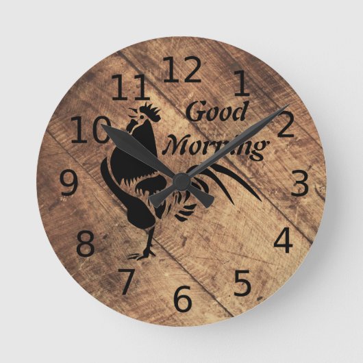 Old Timer Black Rooster Silhouette Ronde Klok (Voorkant)