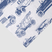 Old-timer Blauw Wit Vintage Car Pattern Tissuepapier (Detail)