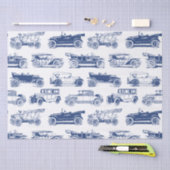 Old-timer Blauw Wit Vintage Car Pattern Tissuepapier (Craft)