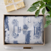 Old-timer Blauw Wit Vintage Car Pattern Tissuepapier (Geschenk)