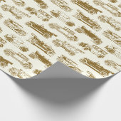 Old-timer Gold Vintage Car Pattern Cadeaupapier (Hoek)