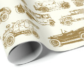 Old-timer Gold Vintage Car Pattern Cadeaupapier (Rol Hoek)